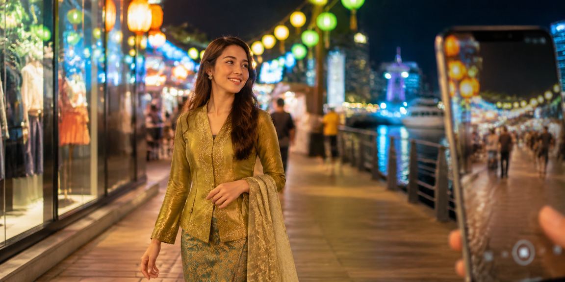 Malaysian player enjoying lucky99's mobile casino during the Hari Raya festive season
