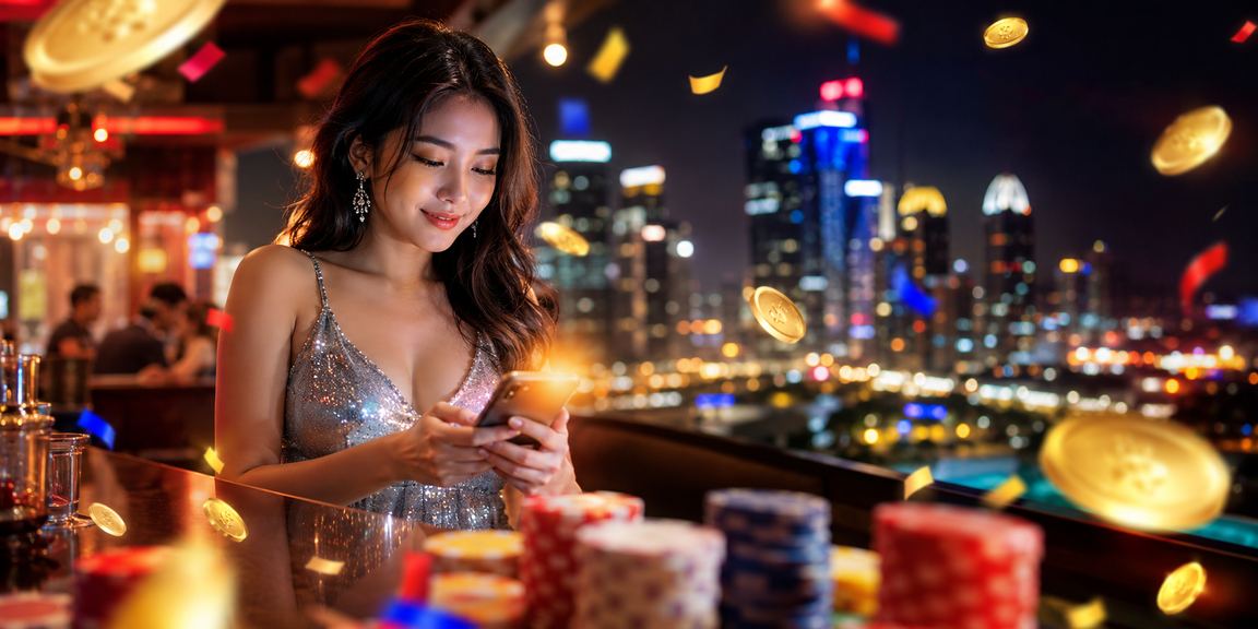 Mobile casino player in Seremban using a smartphone to play Baccarat